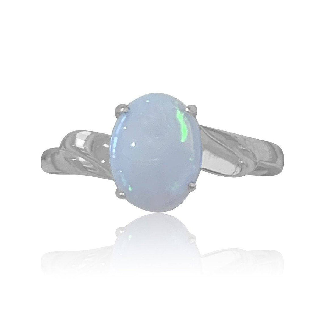 Sterling Silver Opal solitaire ring - Masterpiece Jewellery Opal & Gems Sydney Australia | Online Shop