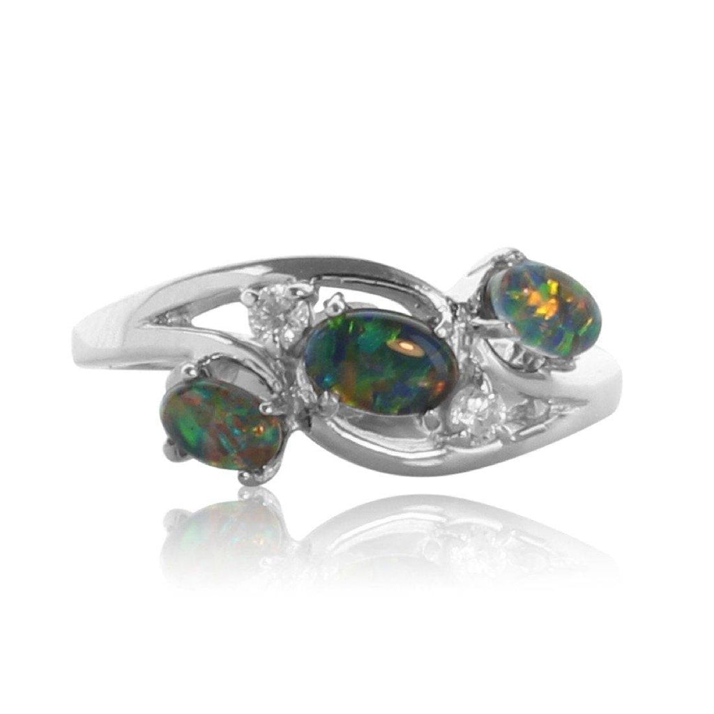 STERLING SILVER TRIPLE OPAL RING - Masterpiece Jewellery Opal & Gems Sydney Australia | Online Shop