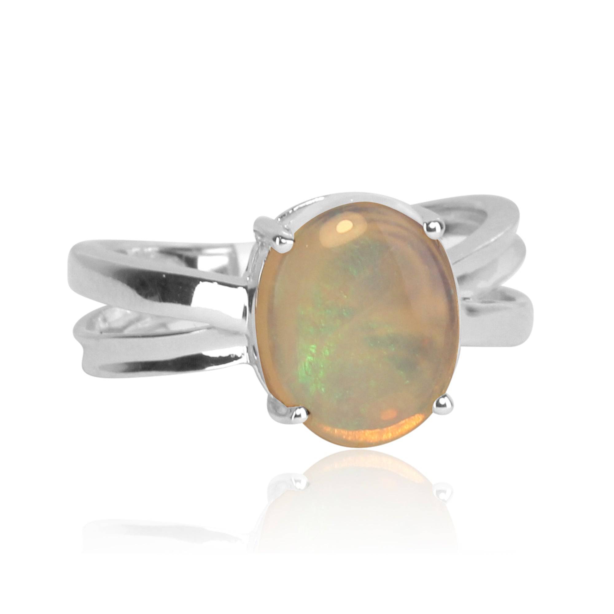 Sterling Silver White Opal ring - Masterpiece Jewellery Opal & Gems Sydney Australia | Online Shop