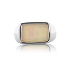 Sterling Silver White Opal square ring - Masterpiece Jewellery Opal & Gems Sydney Australia | Online Shop