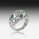Sterling Sliver opal ring set in Mosaic style - Masterpiece Jewellery Opal & Gems Sydney Australia | Online Shop