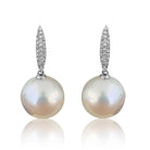 18kt White Gold 16mm South Sea Pearls and diamond earrings - Masterpiece Jewellery Opal & Gems Sydney Australia | Online Shop