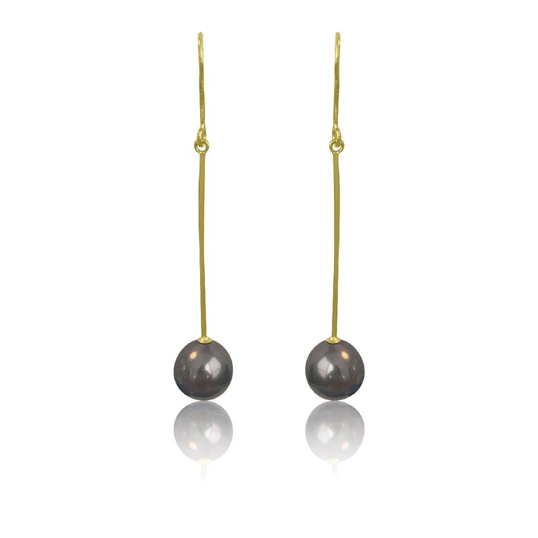 18kt Yellow Gold drop Black Pearl earrings - Masterpiece Jewellery Opal & Gems Sydney Australia | Online Shop