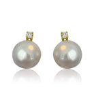 18kt Yellow Gold South Sea 12mm Pearl and Diamond studs - Masterpiece Jewellery Opal & Gems Sydney Australia | Online Shop