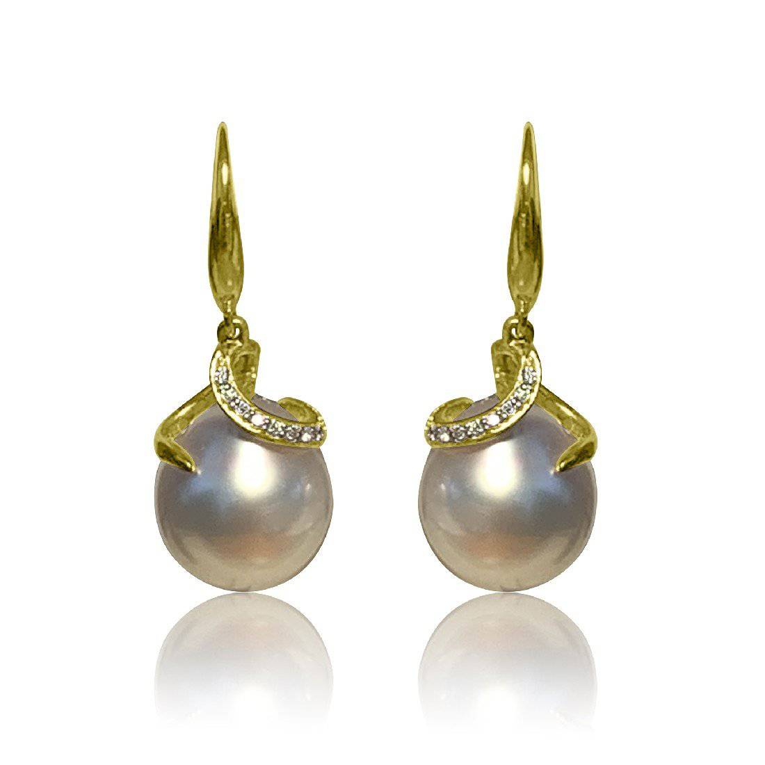 9kt Yellow Gold Pearl Diamond earrings - Masterpiece Jewellery Opal & Gems Sydney Australia | Online Shop