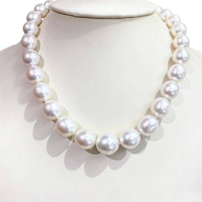 Masterpiece Jewellery - White South Sea Pearl Strand with 14kt White Gold Ball Clasp - 12mm-16mm 