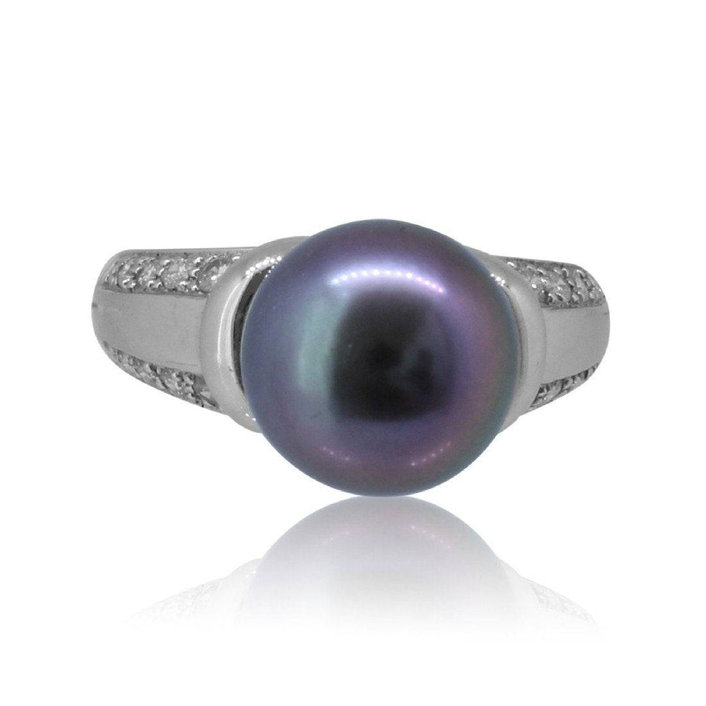 18kt White Gold Black Pearl diamond ring - Masterpiece Jewellery Opal & Gems Sydney Australia | Online Shop