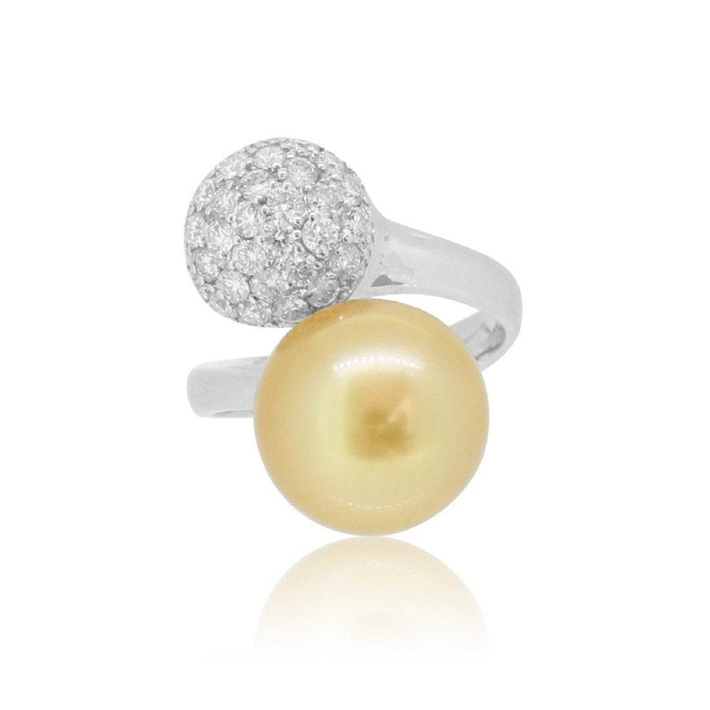 18kt White Gold Golden Pearl and diamond ring - Masterpiece Jewellery Opal & Gems Sydney Australia | Online Shop