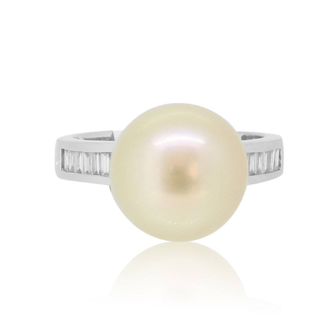 18kt White Gold Golden Pearl and Diamond ring - Masterpiece Jewellery Opal & Gems Sydney Australia | Online Shop
