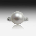 18KT WHITE GOLD SOUTH SEA PEARL RING AND DIAMONDS - Masterpiece Jewellery Opal & Gems Sydney Australia | Online Shop