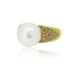 18kt Yellow Gold White Pearl and Champagne Diamond ring - Masterpiece Jewellery Opal & Gems Sydney Australia | Online Shop