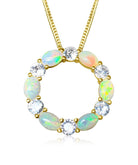 14kt Yellow Gold Circle of Life Opal and Sapphire pendant - Masterpiece Jewellery Opal & Gems Sydney Australia | Online Shop