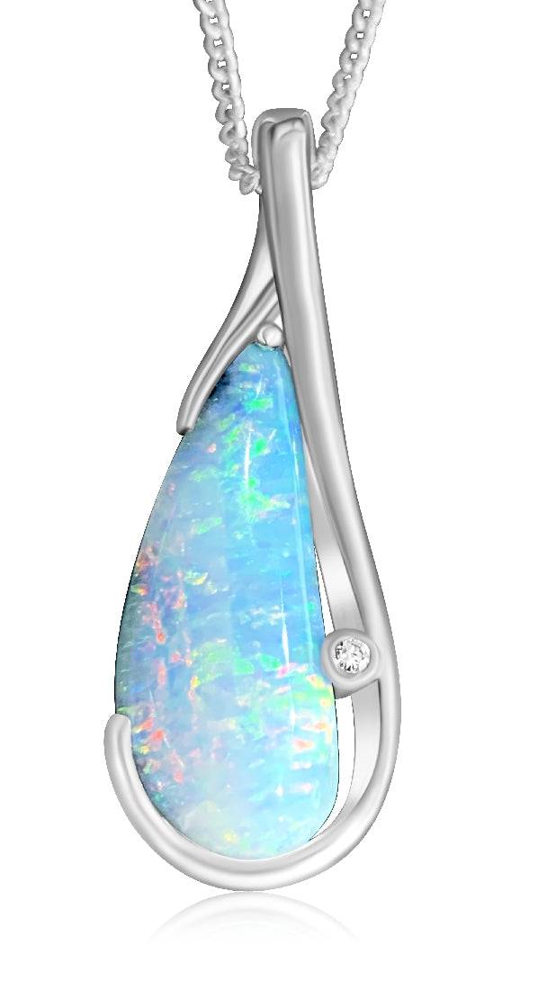 18kt White Gold Boulder Opal pendant - Masterpiece Jewellery Opal & Gems Sydney Australia | Online Shop