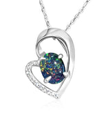One Sterling Silver Heart shape pendant with crystals - Masterpiece Jewellery Opal & Gems Sydney Australia | Online Shop