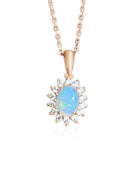 Rose Gold plated Sterling Silver 7x5mm White Opal cluster pendant - Masterpiece Jewellery Opal & Gems Sydney Australia | Online Shop
