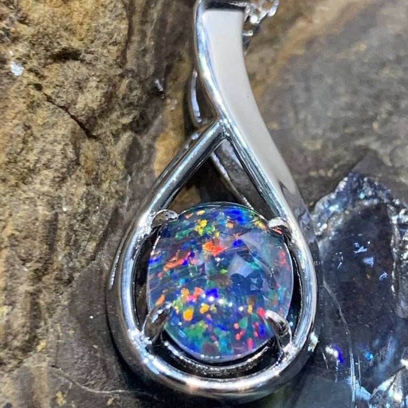 One Sterling Silver 10x8mm Opal Triplet pendant - Masterpiece Jewellery Opal & Gems Sydney Australia | Online Shop