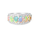 14kt White Gold eternity style Opal and Diamond ring - Masterpiece Jewellery Opal & Gems Sydney Australia | Online Shop