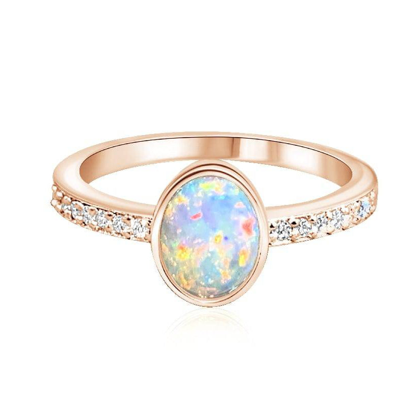 14kt Rose Gold Opal and Diamond ring - Masterpiece Jewellery Opal & Gems Sydney Australia | Online Shop
