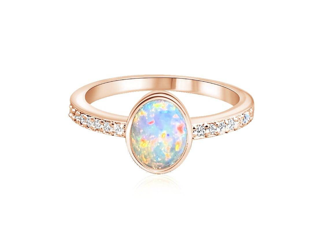 14kt Rose Gold Opal and Diamond ring - Masterpiece Jewellery Opal & Gems Sydney Australia | Online Shop