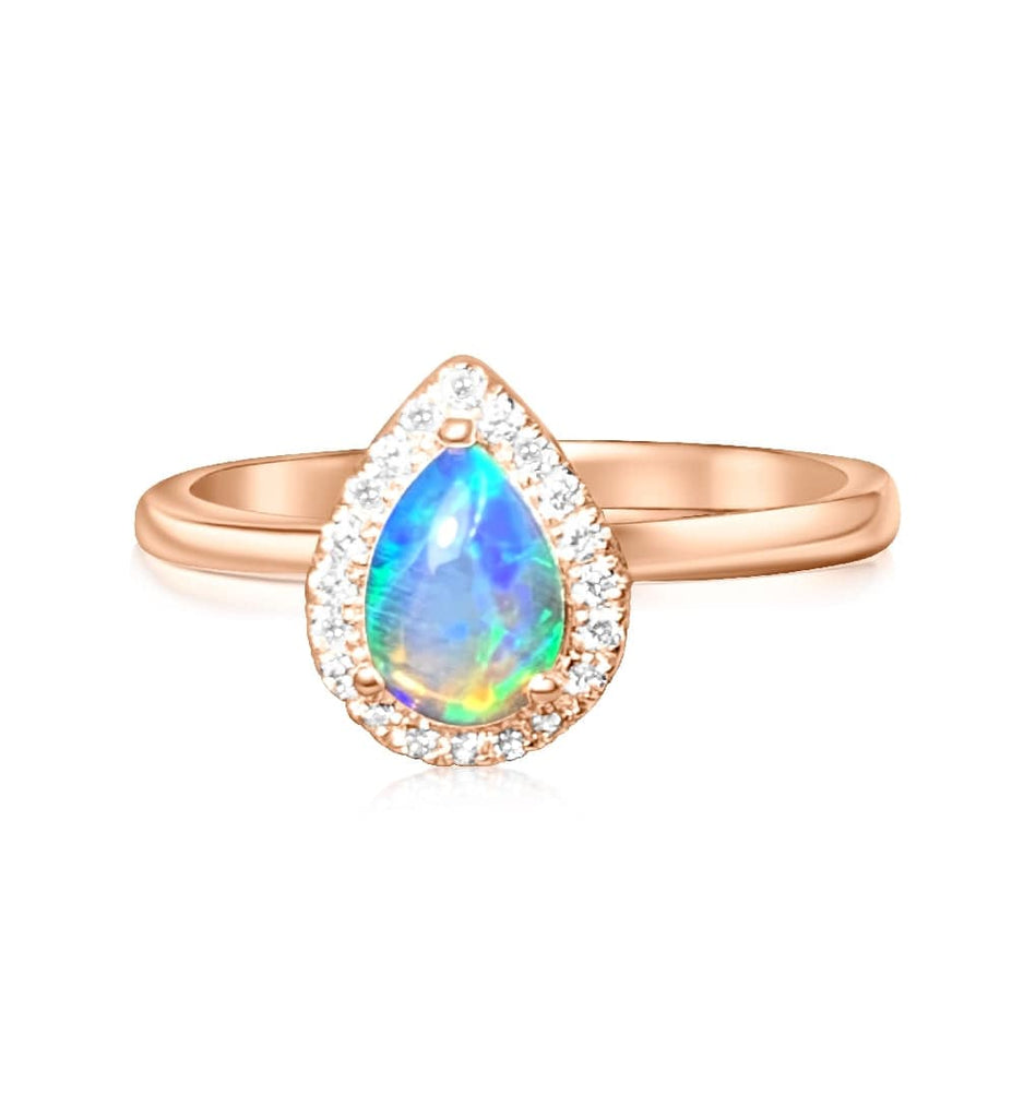 18kt Rose Gold cluster style Opal and Diamond ring - Masterpiece Jewellery Opal & Gems Sydney Australia | Online Shop