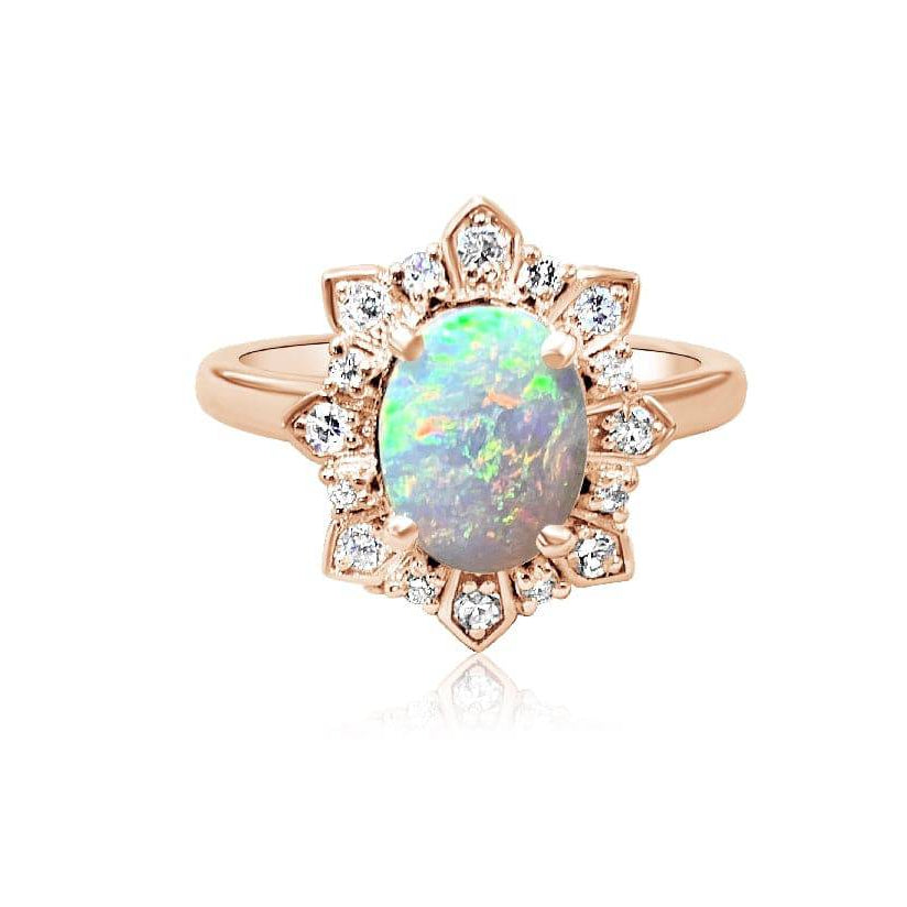 18kt Rose Gold Opal and Diamond ring - Masterpiece Jewellery Opal & Gems Sydney Australia | Online Shop