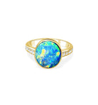 18kt Yellow Gold Black Opal and Diamond ring - Masterpiece Jewellery Opal & Gems Sydney Australia | Online Shop