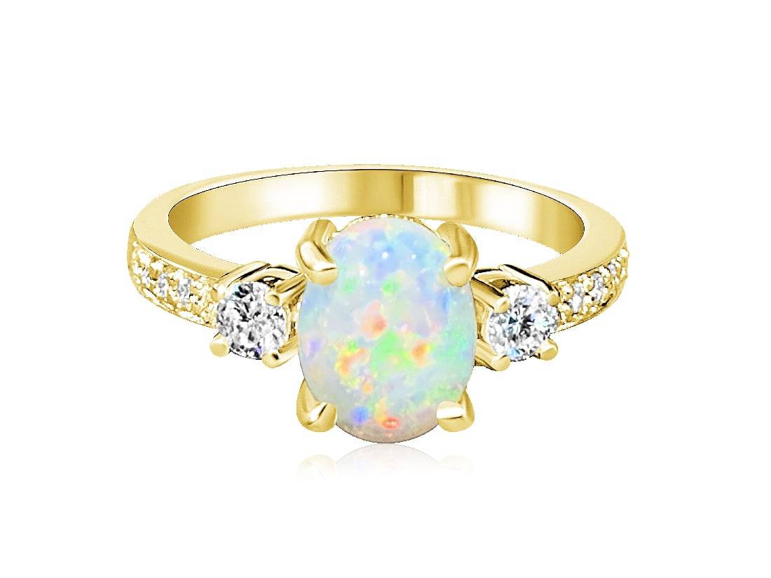 18kt Yellow Gold Opal and Diamond ring - Masterpiece Jewellery Opal & Gems Sydney Australia | Online Shop