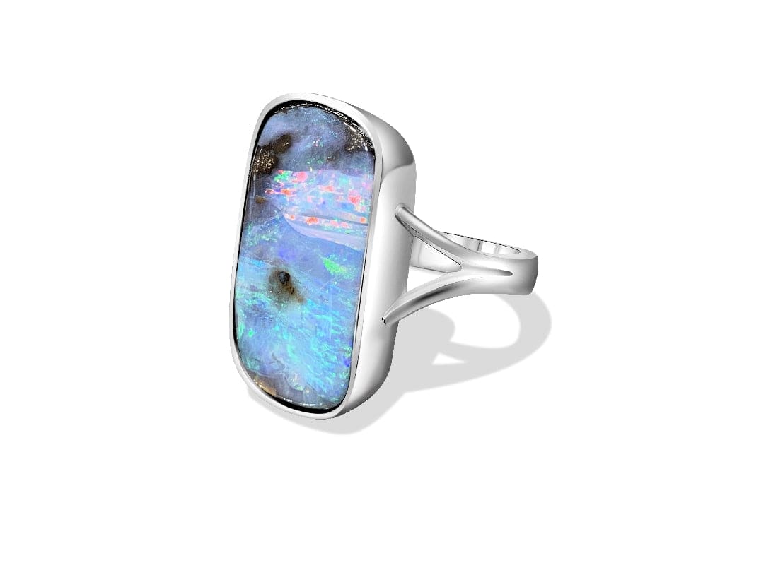 Sterling Silver Boulder Opal ring - Masterpiece Jewellery Opal & Gems Sydney Australia | Online Shop