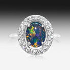 Sterling Silver Opal triplet Halo ring - Masterpiece Jewellery Opal & Gems Sydney Australia | Online Shop